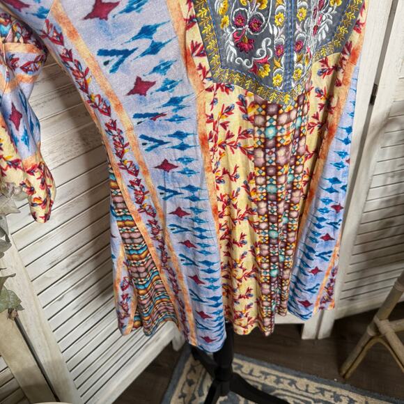 SOFT SURROUNDINGS Womens XL Boho Colorful Embroidered Tunic Top 3/4 Sleeve Artsy - Picture 11 of 16